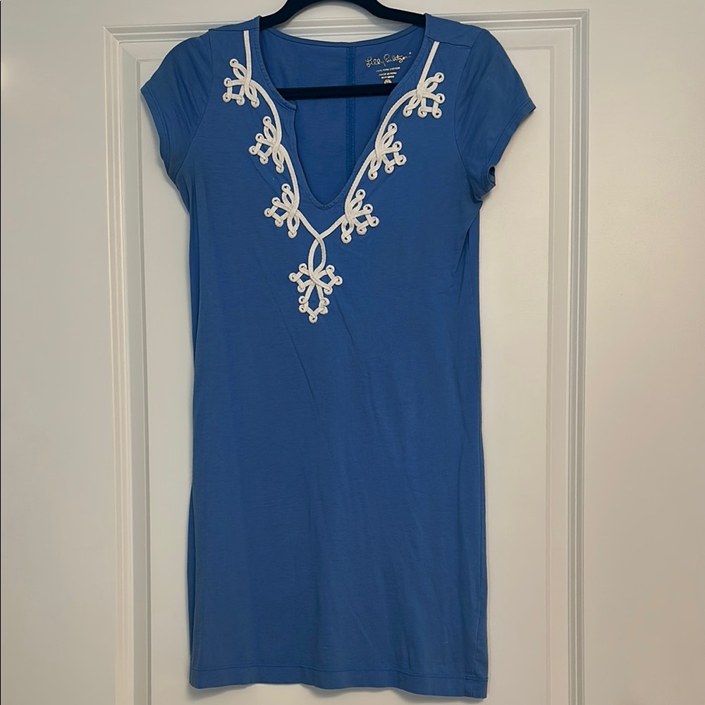 Lilly Pulitzer Blue Dress with White Embroidery